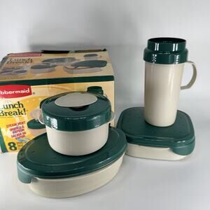 8 PC Vtg Rubbermaid Lunch Break Servin Saver Microwave Safe Container Set NEW
